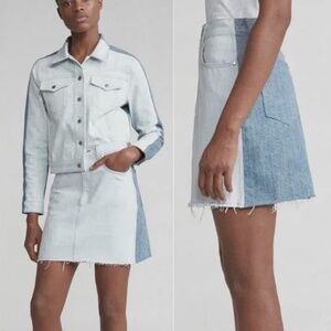 NWT Rag & Bone Moss Raw Hem Denim Mini Skirt in Double Blues